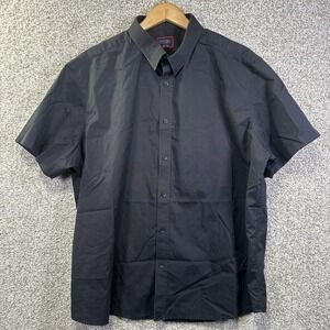 UNTUCKit Shirt Mens 2XL Black Solid Short Sleeve Button Up Cotton Casual